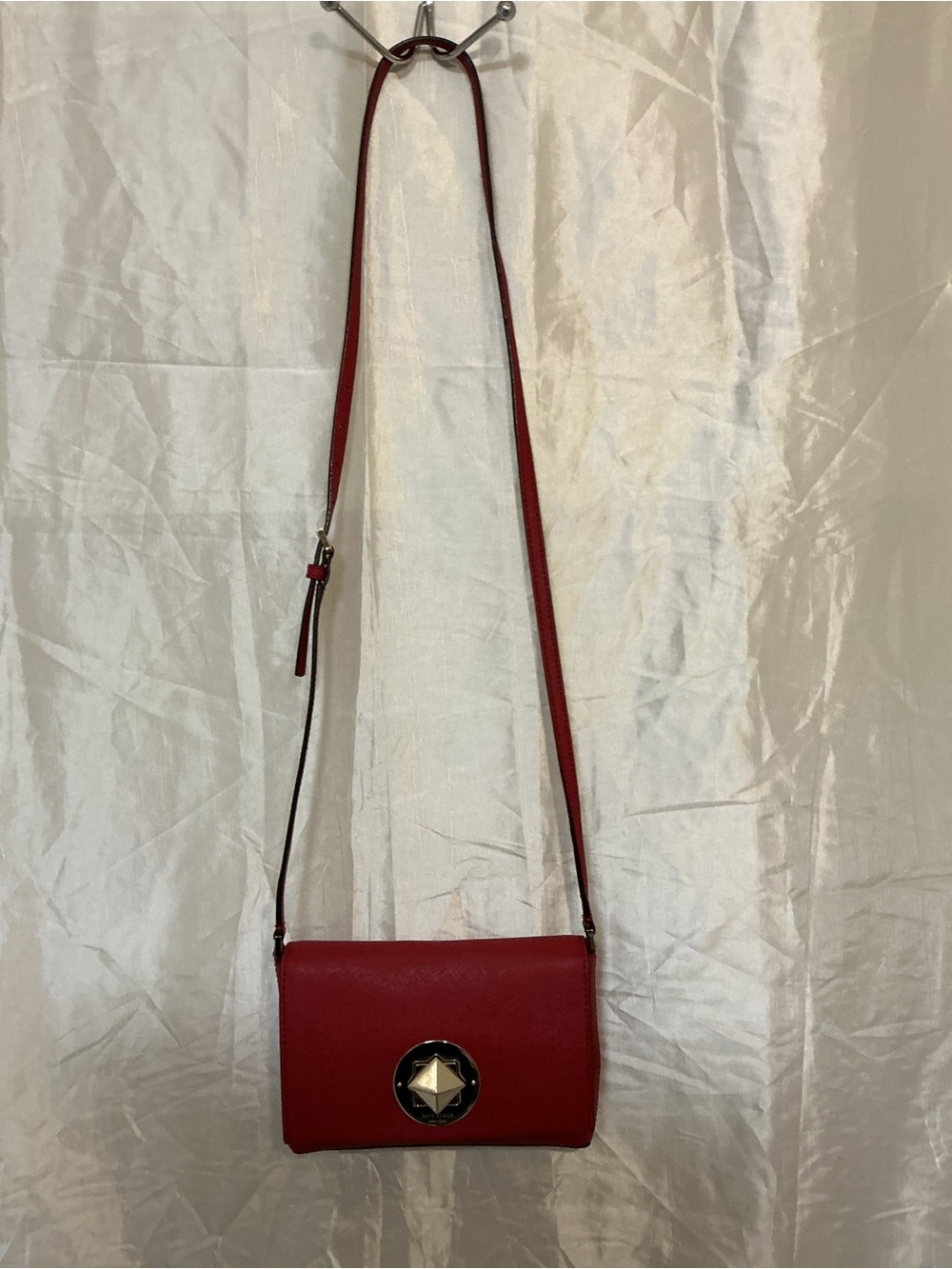 kate spade Red Leather Crossbody with Gold Medallion